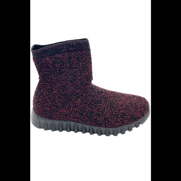 Bernie Mev Shoes - Bernie Mev Chenille Ankle Boots Keyla  Black/Burgundy - Medium